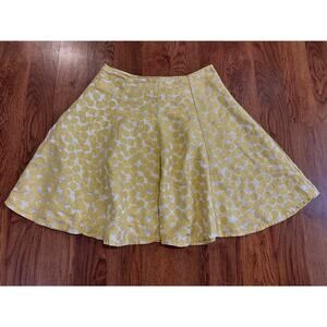 Anthropologie Corey Lynn Calter A-Line Skirt Yellow Silver Size 6 Elegant Chic